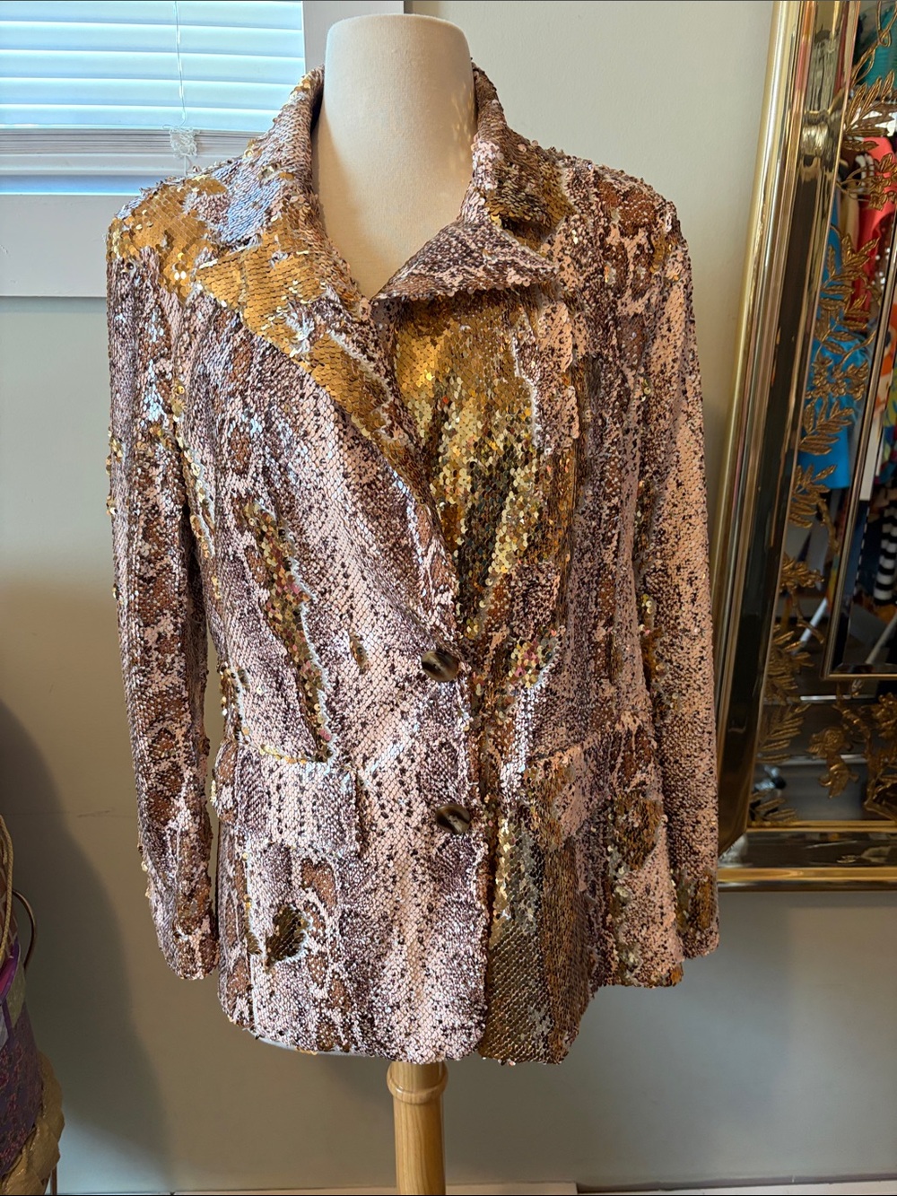 Sequin Tailored Blazer in Rose Gold and Gold